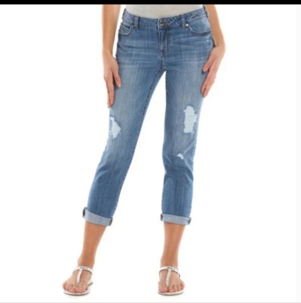 Jennifer Lopez Boyfriend Crop Ankle Jeans Distress
